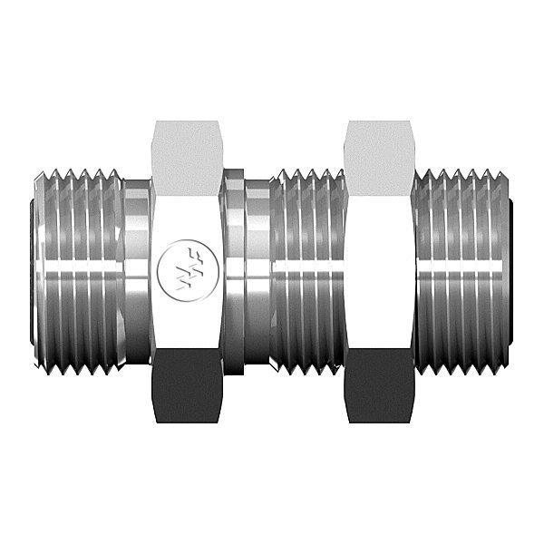 World Wide Fittings Male Flat Face O-Ring Bulkhead to Male Flat Face O-Ring Straight Union - With Locknu 4325X06X06LN